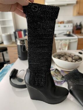 Gucci Leather Knit Sock Wedge Platform Boots 2011 Fall/Winter Collection EU 36/5